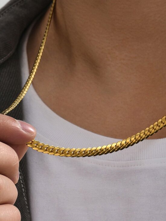 Boutique Other - 3/$35 NWT Men's Gold Stainless Steel Cuban Link Chain Necklace 5mm